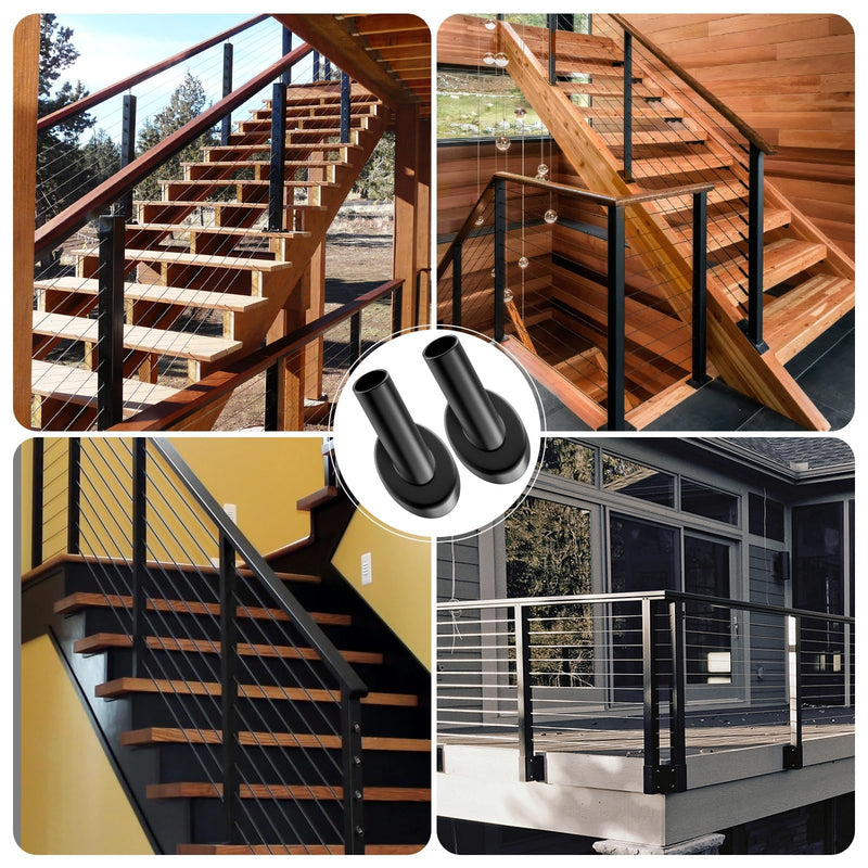 Load image into Gallery viewer, CKE Black 45 Degree 3/16" Cable Railing Angle Beveled Protector Sleeves BCR45