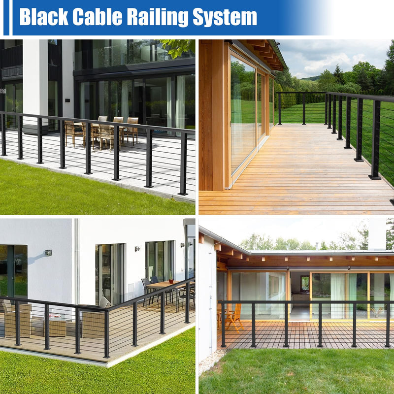 Load image into Gallery viewer, CKE 36" Black Level Drilled Cable Railing Post (Post 35"x2"x2")  LP02_08