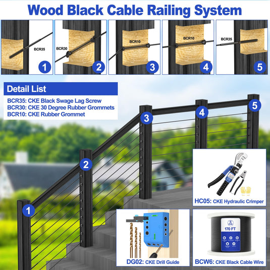 CKE 1/8" Black T316 Stainless Steel Wire Rope BCW6_08