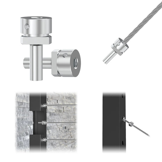 CKE 1/8" T316  Cable Railing Terminal Anchor For 2"x2" Metal Cable Corner Post and Wall Post, CRB101