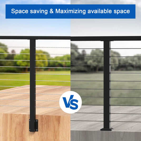 CKE 36" Level Drilled Side Mount Post for Cable Railing_04