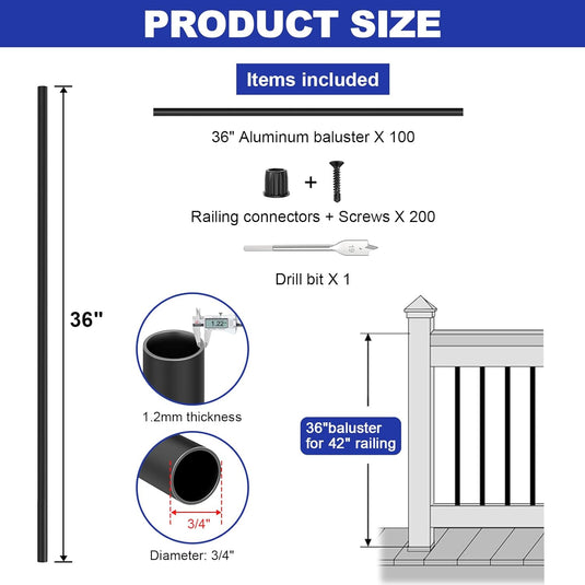 CKE 36" Round Aluminum Balusters