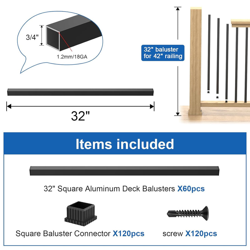 Load image into Gallery viewer, CKE 32&quot; Square Aluminum Balusters
