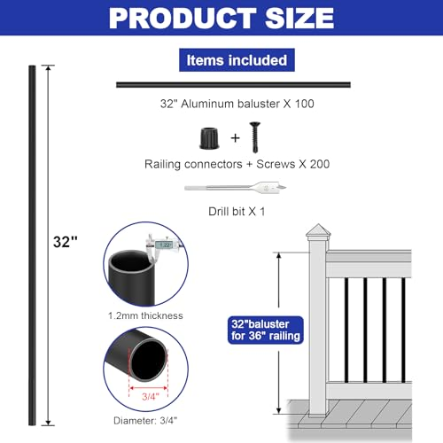 Load image into Gallery viewer, CKE 32&quot; Round Aluminum Balusters
