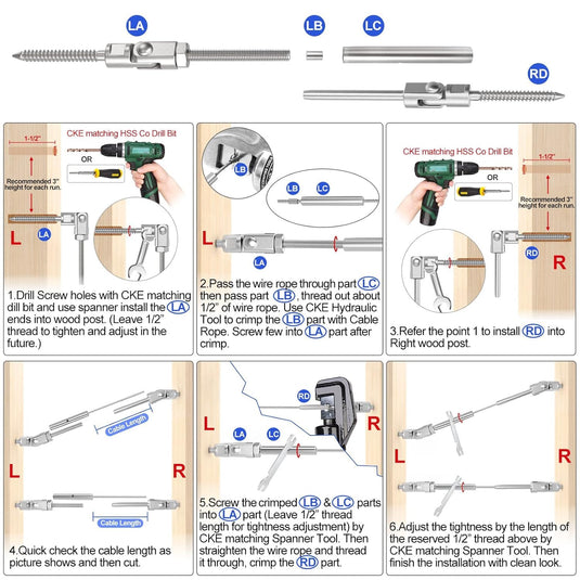 CKE 180° Adjustable Right&Left Handed Thread Swage Lag Screws CR207_06
