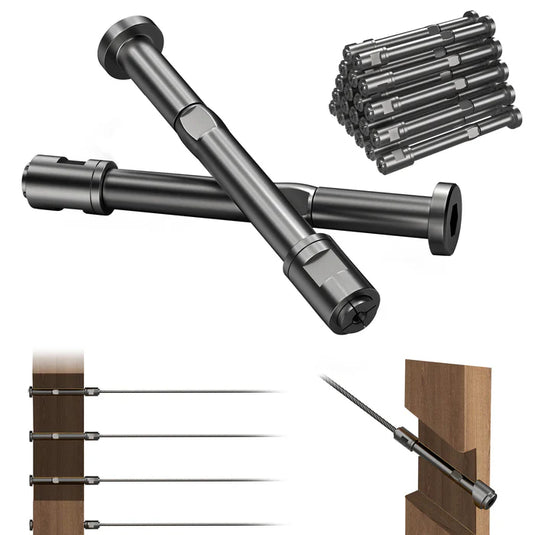 CKE 1/8" Black Invisible Swageless Cable Railing Tensioner for Wood/Metal Posts, BCR301