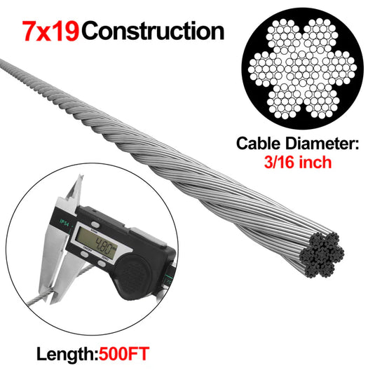 CKE 3/16" T304 Stainless Steel Cable CW600-3/16
