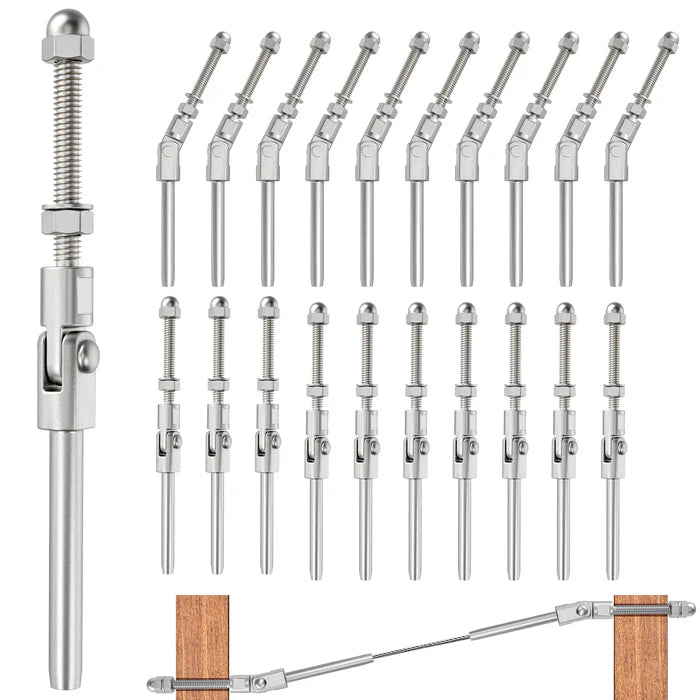 Load image into Gallery viewer, CKE 3/16&quot; 180° Adjustable Angle Cable Railing Swage Threaded Stud Tensioner For Wood/Metal Posts CR203-600
