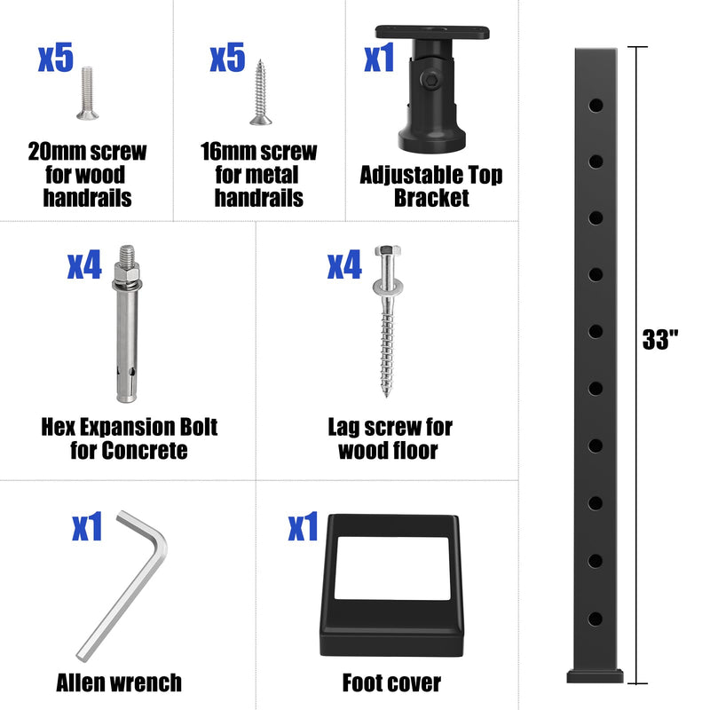 Load image into Gallery viewer, CKE 36&quot;x2&quot;x2&quot; Black Stair Cable Railing Post AP01-O1
