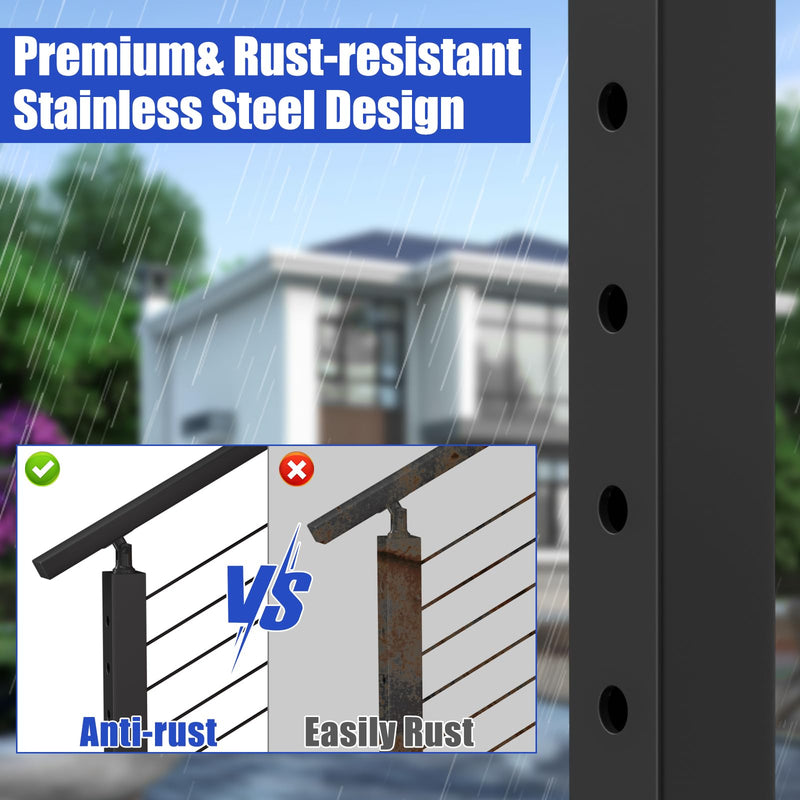 Load image into Gallery viewer, CKE 36&quot;x2&quot;x2&quot; Black Stair Cable Railing Post AP01-O1
