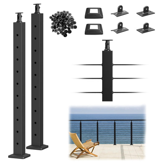 CKE 36" Horizontal Drill Flat Top Cable Railing Post