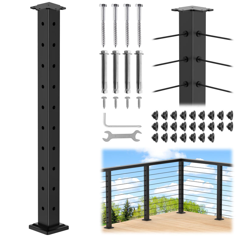 Load image into Gallery viewer, CKE 35&quot; Cable Railing L-Drilled Corner Post CP02_01
