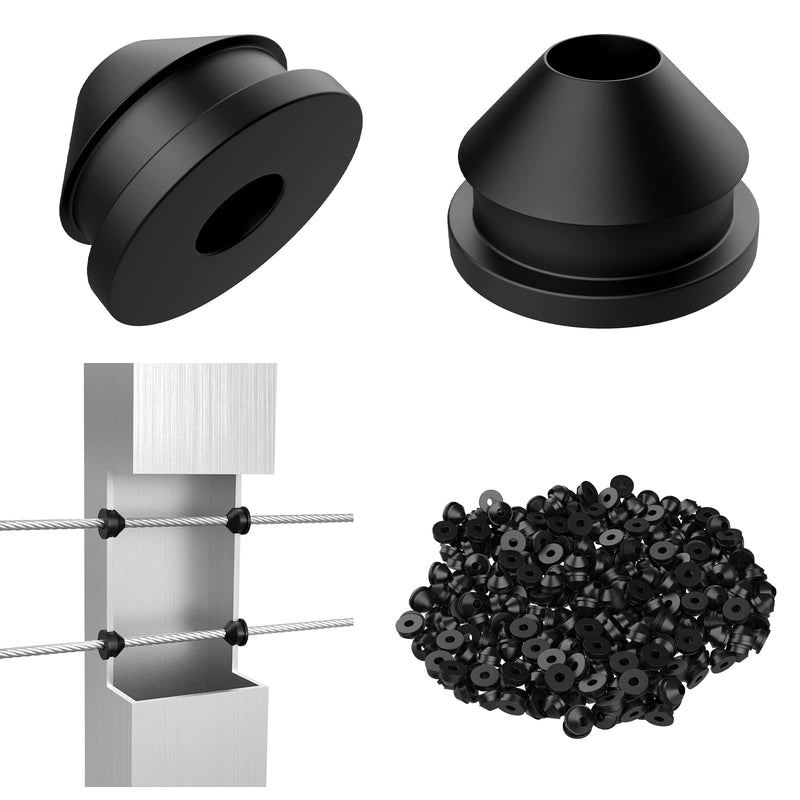Load image into Gallery viewer, CKE 1/8&quot; 5/32&quot; 3/16&quot; Black Cable Railing Rubber Grommets Protective Sleeves BCR10
