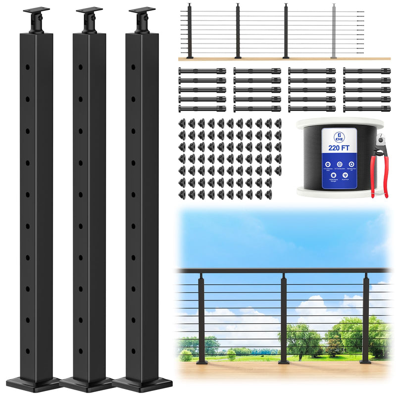 Load image into Gallery viewer, CKE 10-15ft Complete Set 36&quot; Cable Railing Post Kit LPS01
