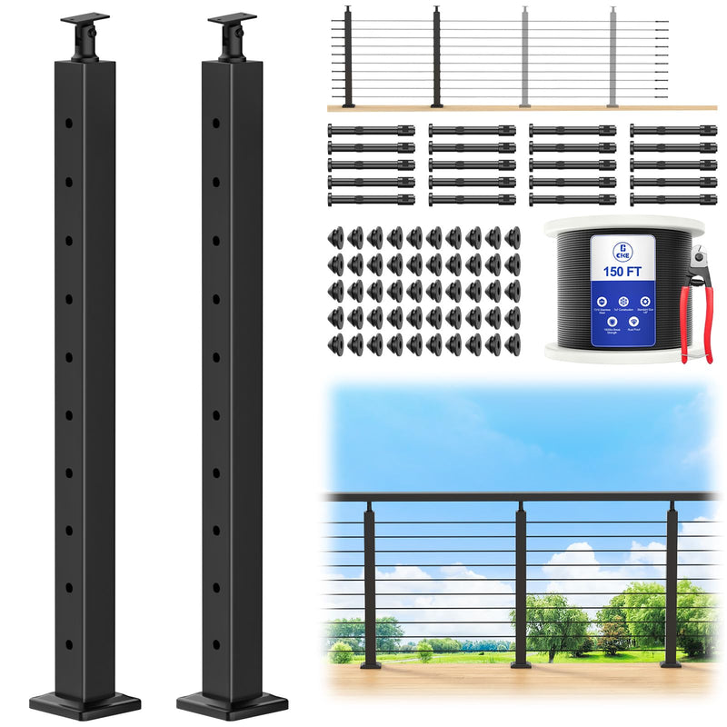 Load image into Gallery viewer, CKE 5-10ft Complete Set 36&quot; Cable Railing Post Kit LPS01
