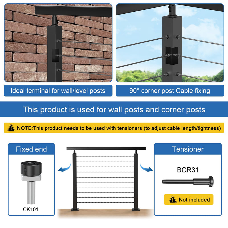 Load image into Gallery viewer, CKE 1/8&quot; T316  Cable Railing Terminal Anchor For 2&quot;x2&quot; Metal Cable Corner Post and Wall Post, CRB101
