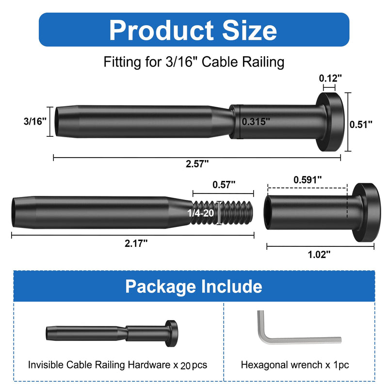 Load image into Gallery viewer, CKE 3/16&quot; Invisible Cable Railing Swage Tensioner For 2&quot;X2&quot; Wood/Metal Posts,BCR31-217
