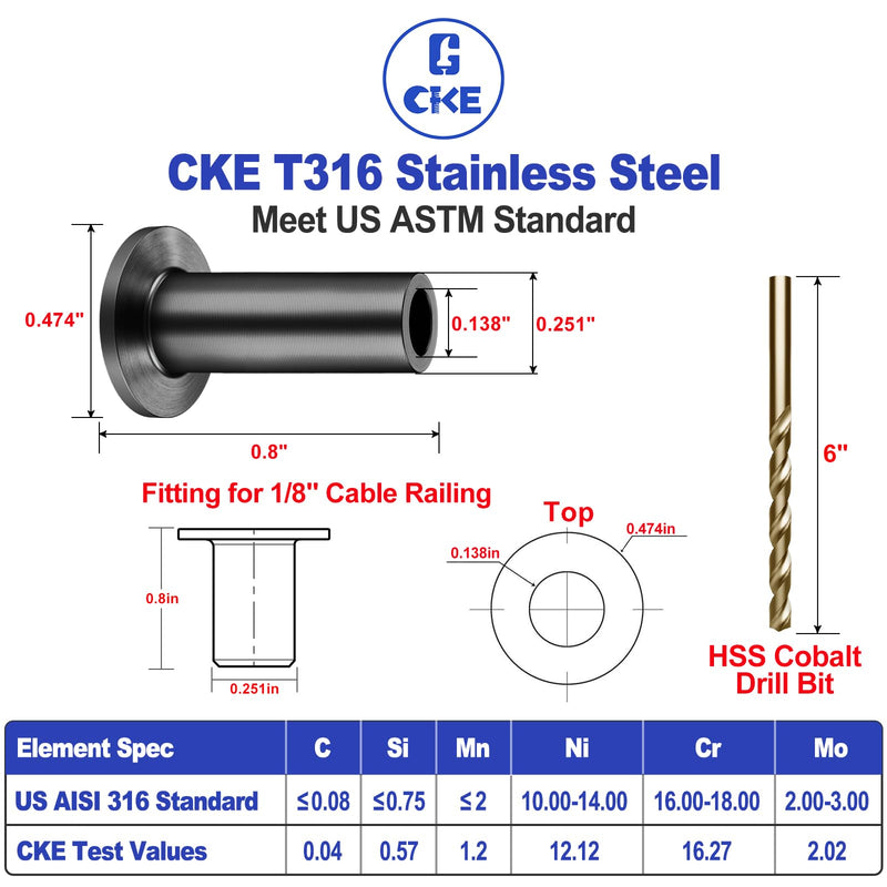 Load image into Gallery viewer, CKE T316 Black 1/8&quot; Cable Railing Protector Sleeve BCR02
