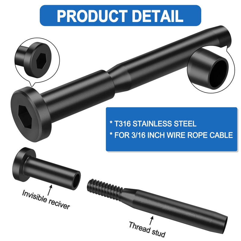 Load image into Gallery viewer, CKE 3/16&quot; Invisible Cable Railing Swage Tensioner For 2&quot;X2&quot; Wood/Metal Posts,BCR31-217
