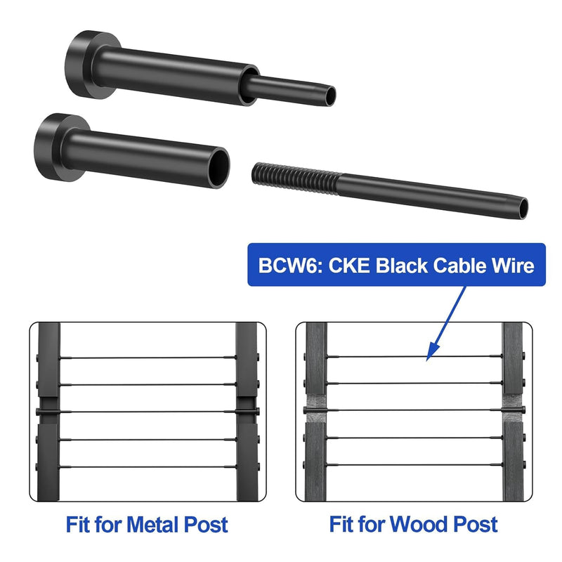 Load image into Gallery viewer, CKE 3/16&quot; Black Invisible Cable Railing Kits For 2x2 4x4 Wood Metal Post Deck Stairs, BCR31-275

