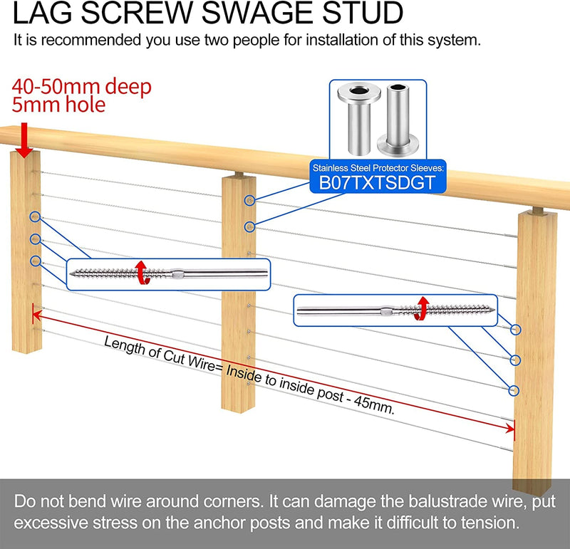 Load image into Gallery viewer, CKE Swage Lag Screws for 1/8&quot; Cable Railing
