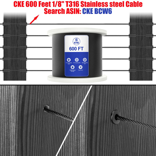 CKE T316 Black 1/8" Cable Railing Protector Sleeve BCR02