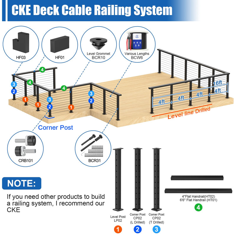 Load image into Gallery viewer, CKE 36&quot; Black Level Drilled Cable Railing Post (Post 35&quot;x2&quot;x2&quot;)  LP02_04
