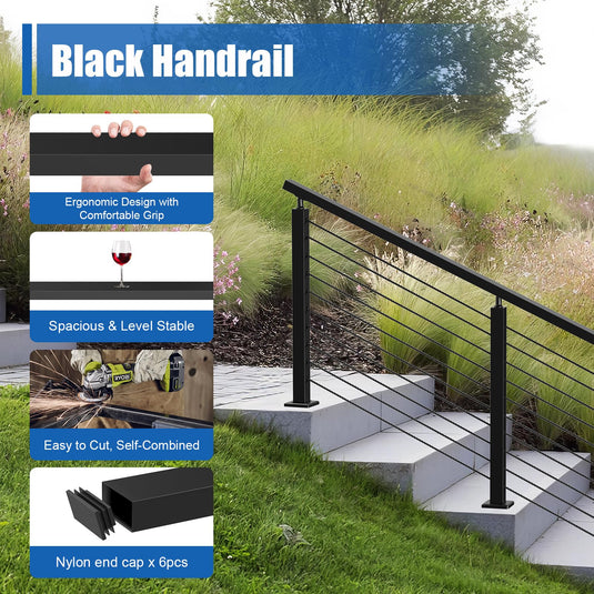 CKE 6'6'' Stainless Steel Black Cable Railing Handrails