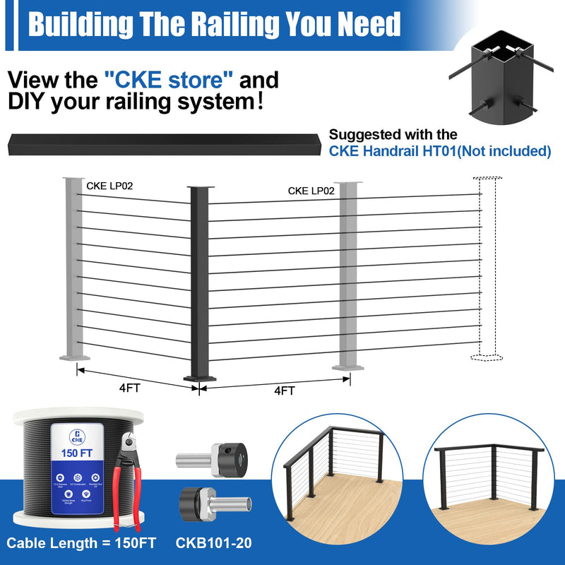 Load image into Gallery viewer, CKE 35&quot; Cable Railing L-Drilled Corner Post CP02_04
