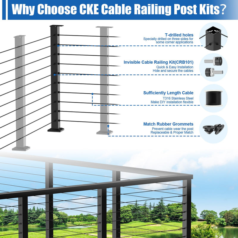 Load image into Gallery viewer, CKE 35&quot; Cable Railing L-Drilled Corner Post CP02_05
