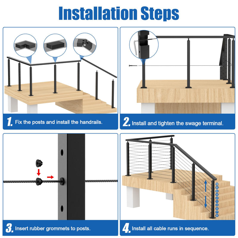 Load image into Gallery viewer, CKE 10-15ft Complete Set 36&quot; Cable Railing Post Kit LPS01
