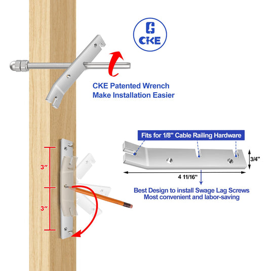 CKE 6" Swage Threaded Stud for 1/8" cable railing