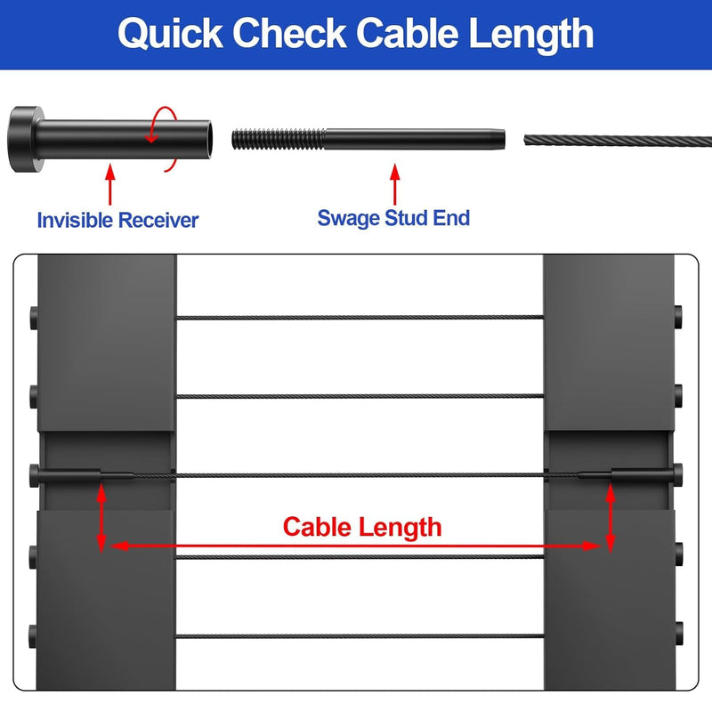 Load image into Gallery viewer, CKE 3/16&quot; Black Invisible Cable Railing Kits For 2x2 4x4 Wood Metal Post Deck Stairs, BCR31-275
