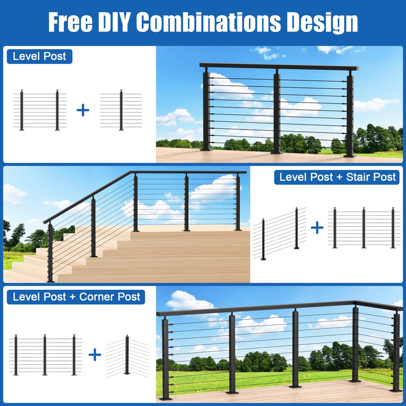Load image into Gallery viewer, CKE 10-15ft Complete Set 36&quot; Cable Railing Post Kit LPS01
