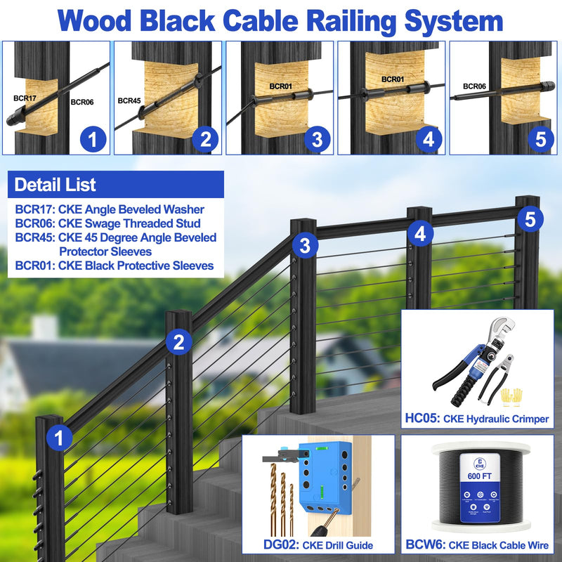 Load image into Gallery viewer, CKE 6&quot; Black Swage Threaded Stud for 1/8&quot; cable railing
