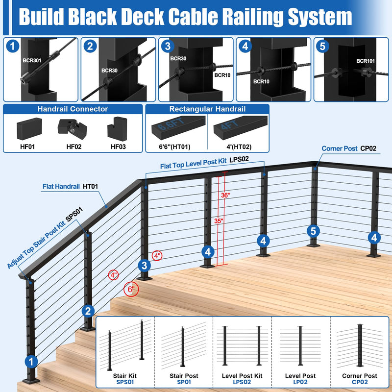Load image into Gallery viewer, CKE 35&quot; Cable Railing L-Drilled Corner Post CP02_08
