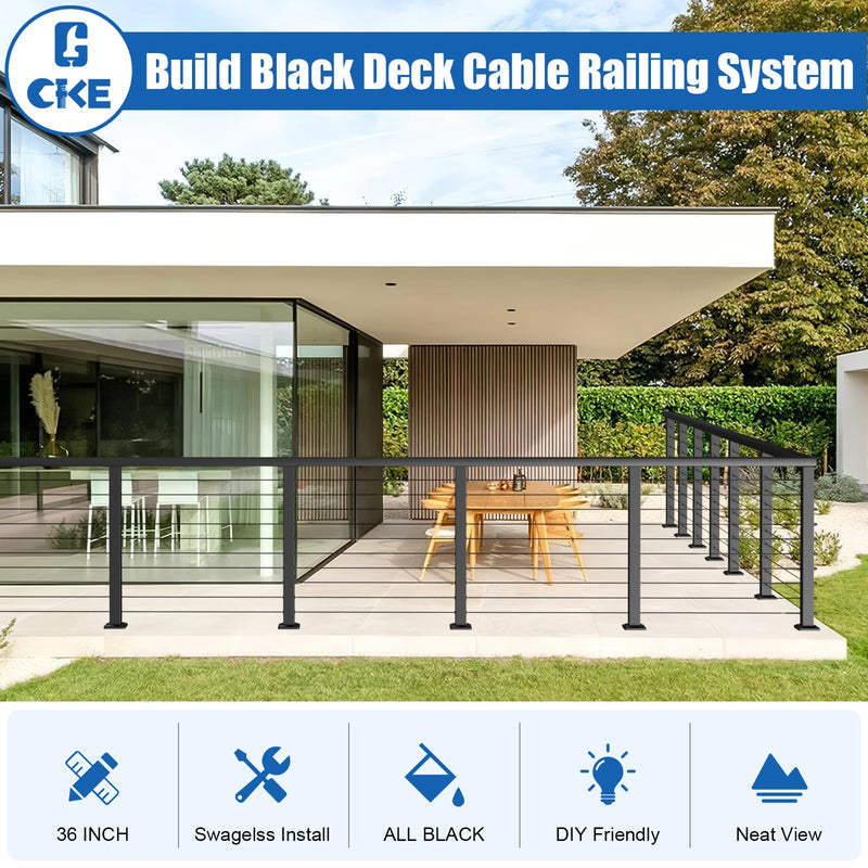 Load image into Gallery viewer, CKE 36&quot; L-Drilled Cable Railing Corner Post(Post 35&quot;x2&quot;x2&quot;) CP02-L-N1
